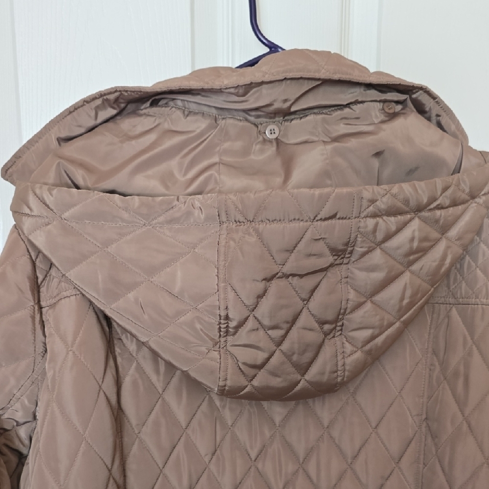 Michael Kors Womens Quilted Hooded Dark Tan Jacket - Picture 8 of 12